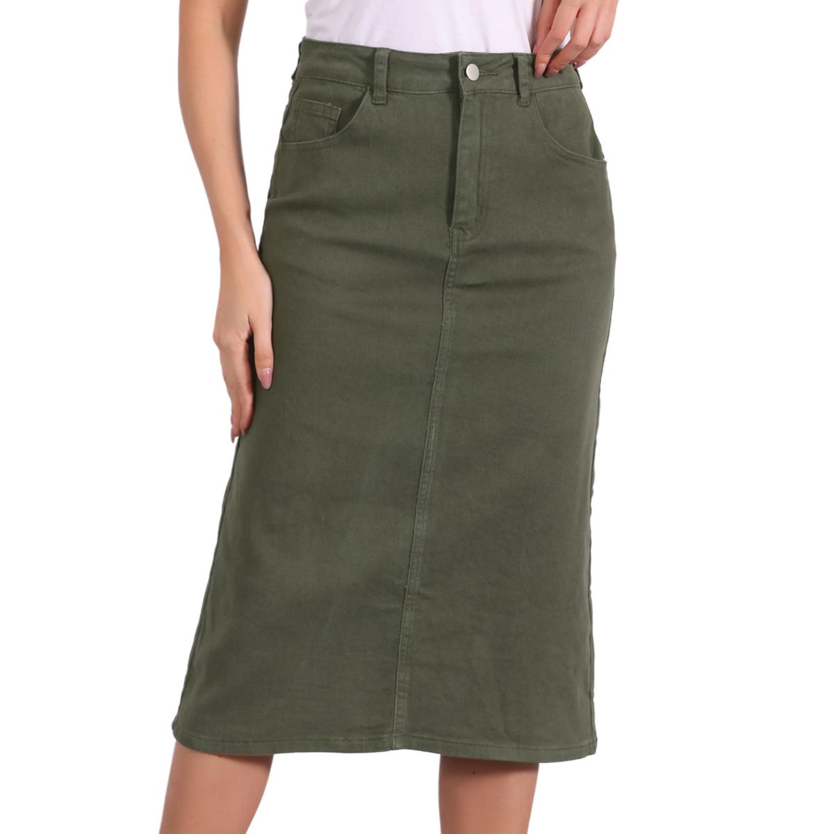 Women’s High Waisted Midi Denim Skirt