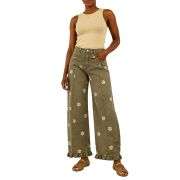 Women’s Floral Print Barrel Wide Leg Jeans