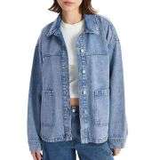 Women’s Loose Fit Button-Up Shirt Style Denim Jacket