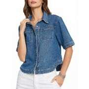 Women’s Short Sleeve Button Front Casual Denim Jacket