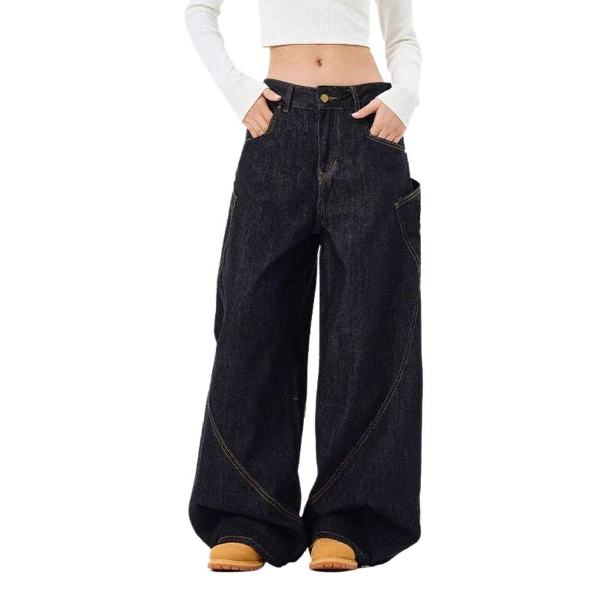 Women’s High Rise Barrel Leg Loose Fit Jeans