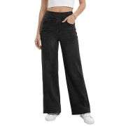 Women’s High Rise Elastic Waist Tummy Control Stretch Wide Leg Jeans