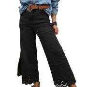 Women’s Embroidered Stretch Wide Leg Jeans