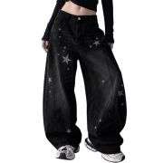 Women’s Cute Y2K Star Low Rise Barrel Leg Loose Jeans