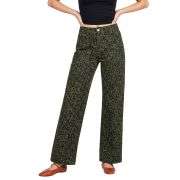 Women’s High Rise Cheetah Print Wide Leg Jeans