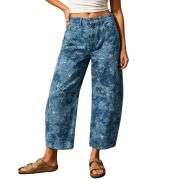 Women’s Mid Rise Printed Loose Barrel Leg Jeans