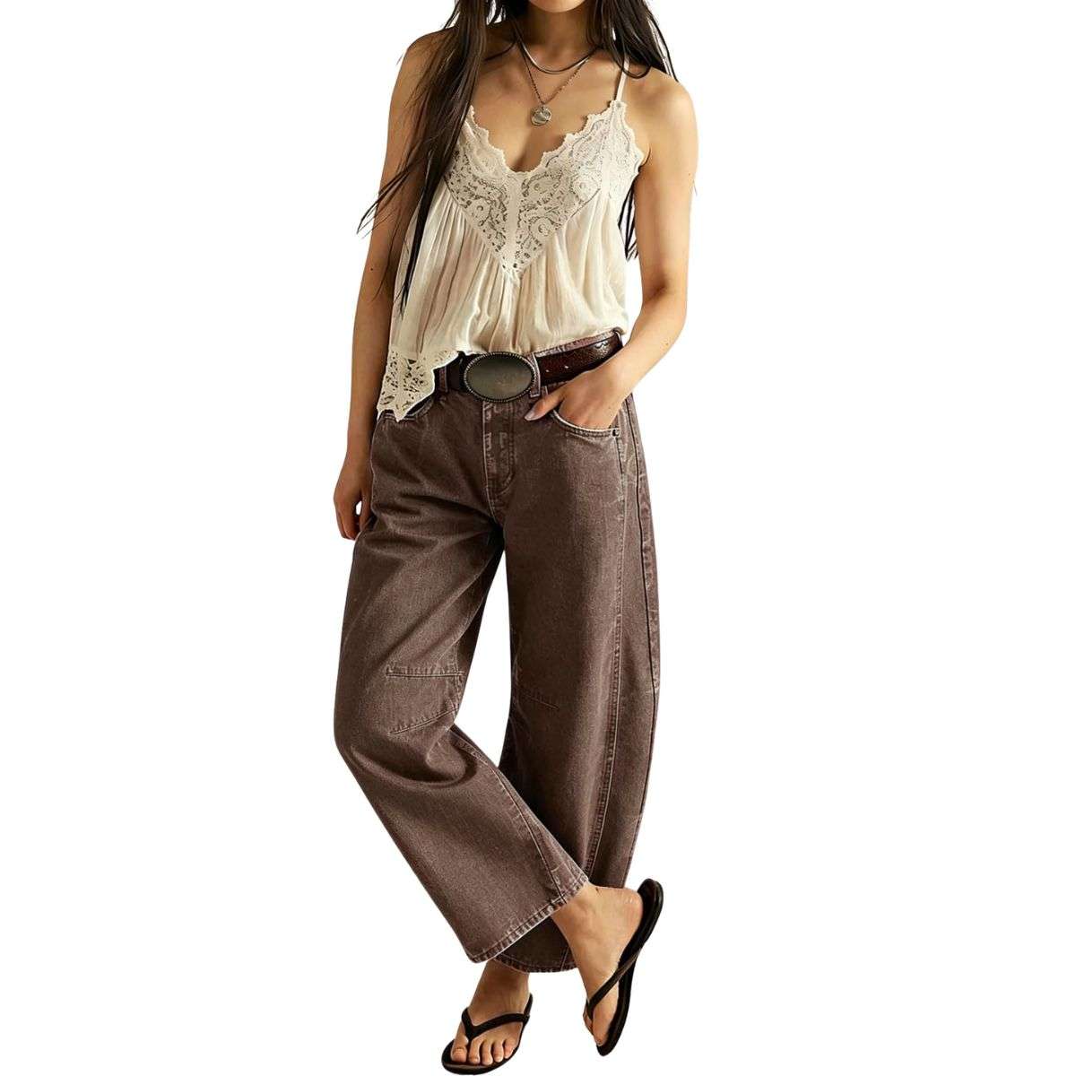 Women’s Casual Wide Leg Mid Rise Denim Jeans