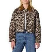 Women’s Contrast Corduroy Collar Cropped Heavyweight Denim Jacket