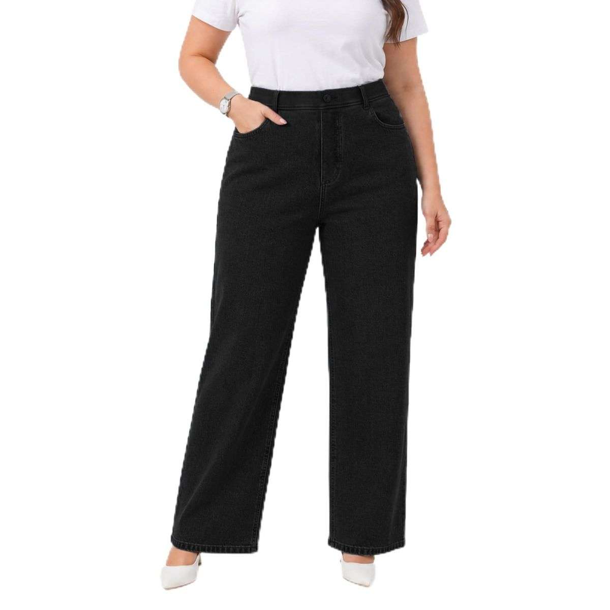 Women’s Plus Size Loose Casual High Waist Denim Long Pants