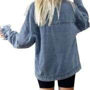 Women’s Casual Drop Shoulder Button Front Denim Jacket With Pockets