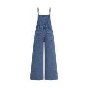 Women’s Bow Detail Adjustable Strap Denim Bib Overalls