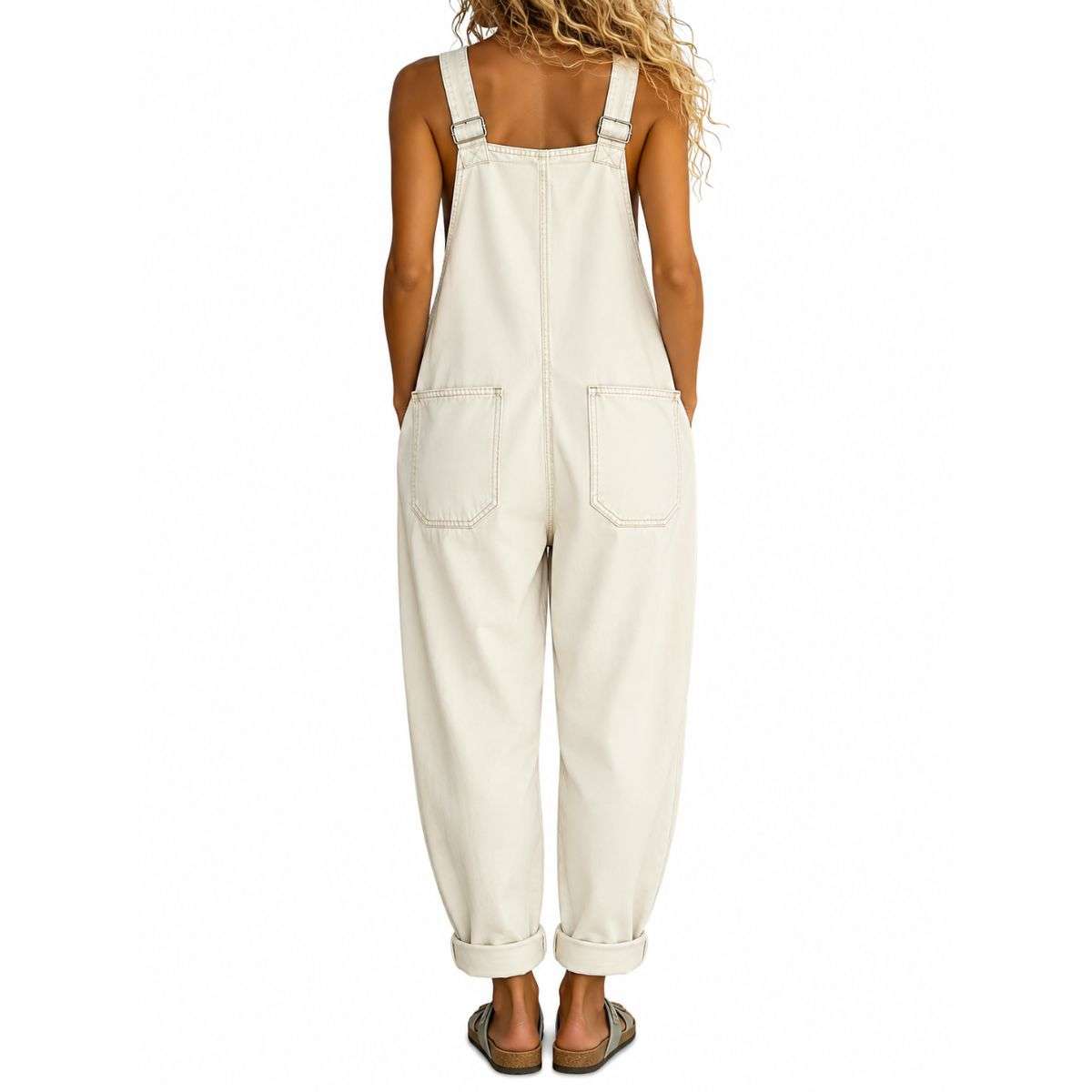 Women’s Y2K Style Button Front Wide Leg Denim Bib Overalls