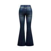 Women’s Gothic Punk Rhinestone Embroidered Flare Jeans