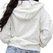 Women’s Zip Up Hooded Cropped Denim Jacket
