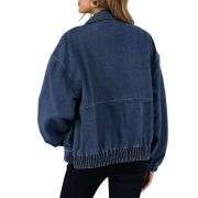 Women’s Zip Up Long Sleeve Loose Fit Denim Jacket