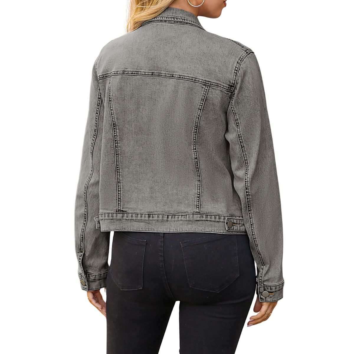 Women’s Slim Fit Button Front Western Denim Jacket