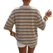 Women’s Y2K Striped Print Loose Short Sleeve T-Shirt
