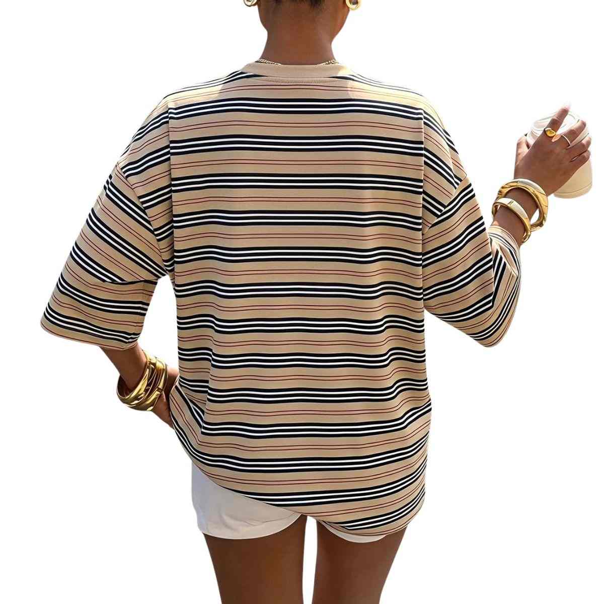 Women’s Y2K Striped Print Loose Short Sleeve T-Shirt