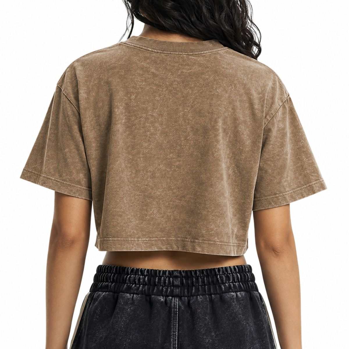 Women’s Loose Fit Acid Wash Cropped Short Sleeve T-Shirt