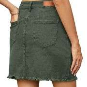 Women’s High Waisted Seam Stitched Denim Skirt
