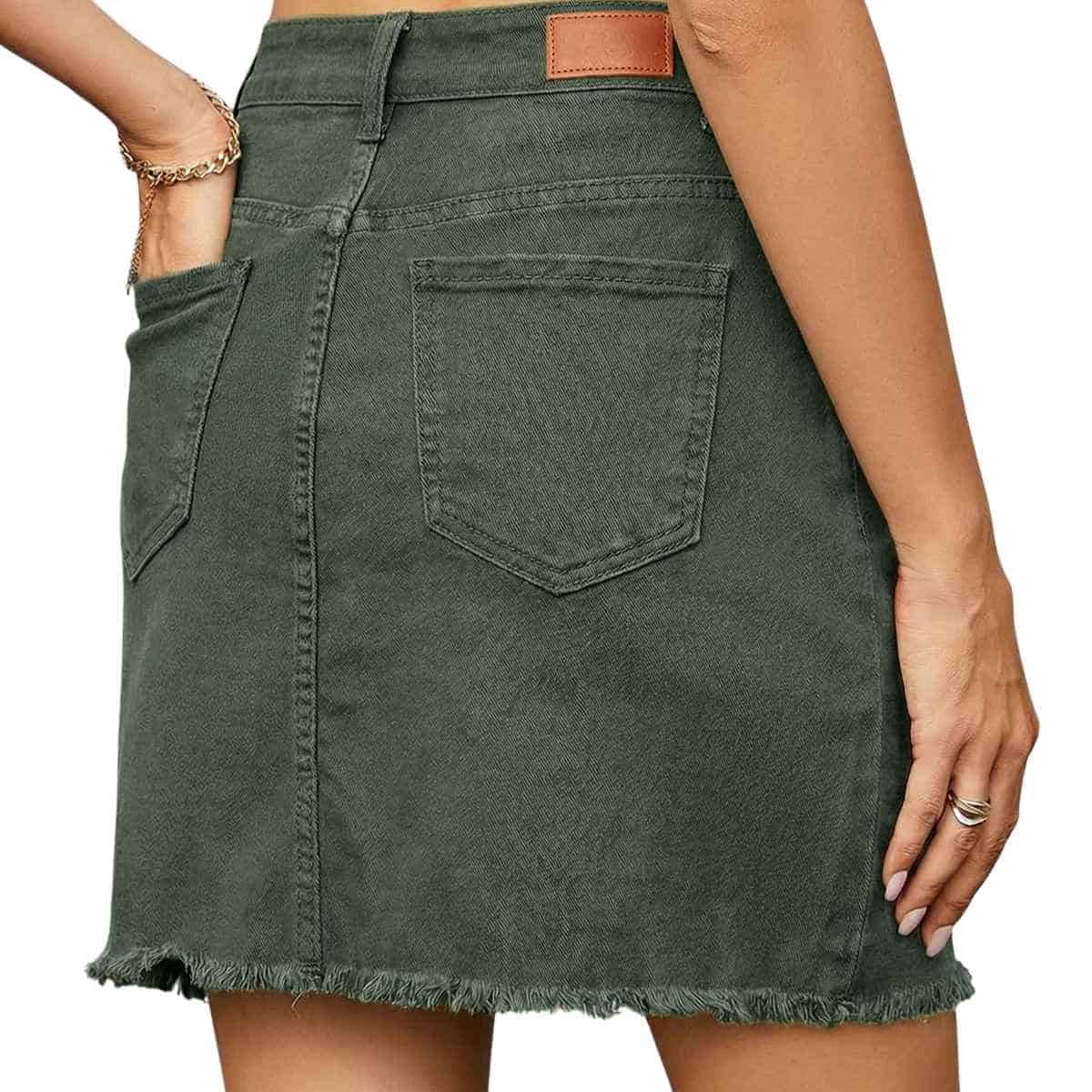 Women’s High Waisted Seam Stitched Denim Skirt