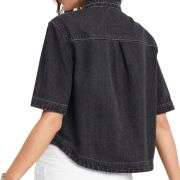 Women’s Short Sleeve Button Front Casual Denim Jacket