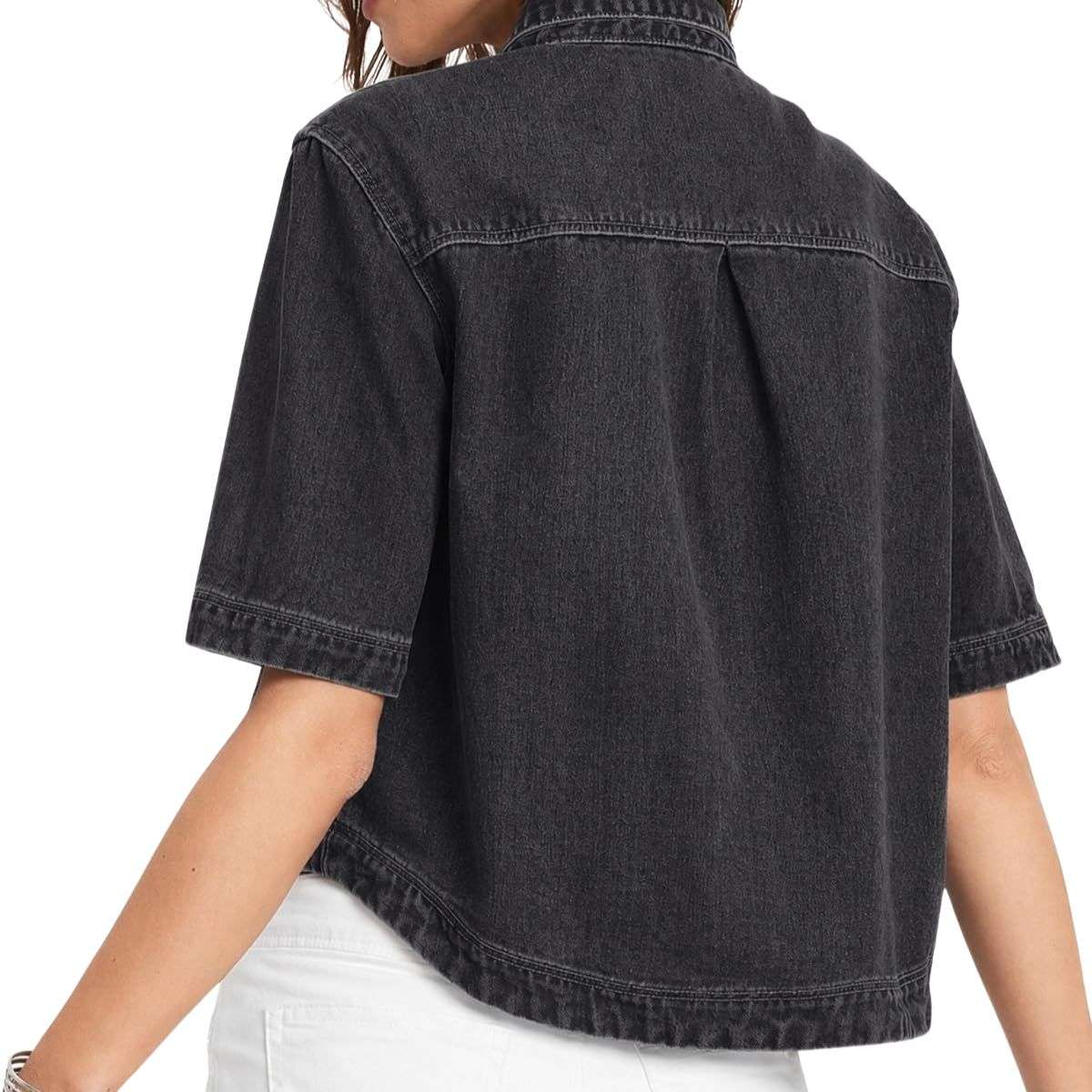 Women’s Short Sleeve Button Front Casual Denim Jacket