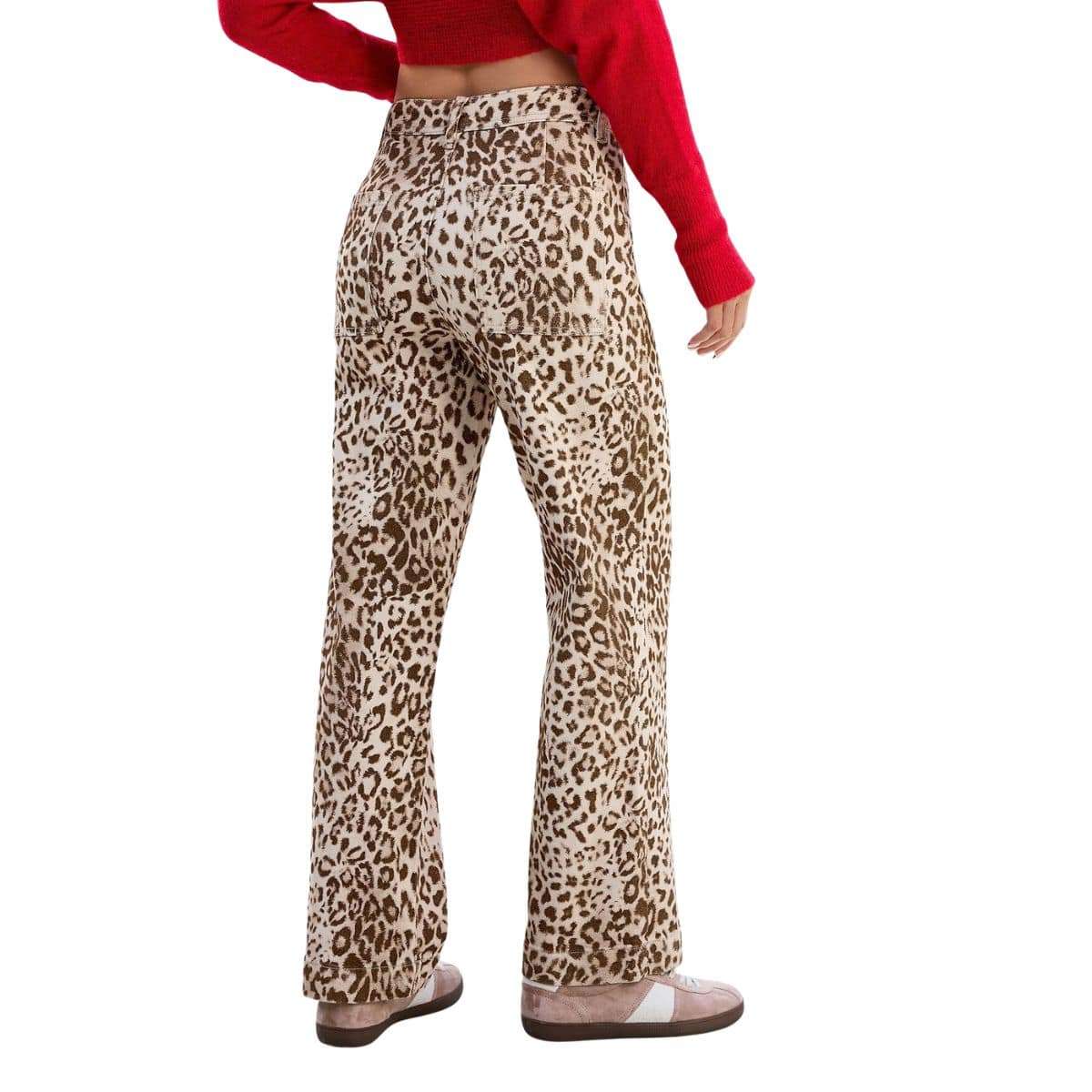 Women’s High Rise Wide Leg Stretch Leopard Print Ankle Jeans