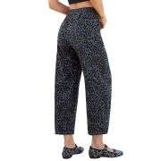 Women’s High Rise Leopard Print Wide Barrel Leg Jeans