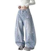 Women’s Cute Y2K Star Low Rise Barrel Leg Loose Jeans