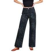Women’s High Rise Cheetah Print Wide Leg Jeans