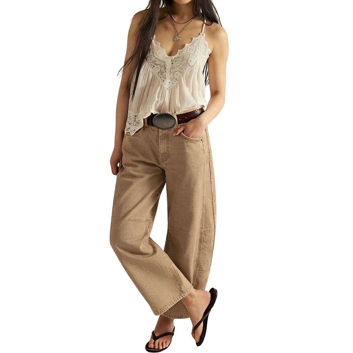 Women’s Casual Wide Leg Mid Rise Denim Jeans