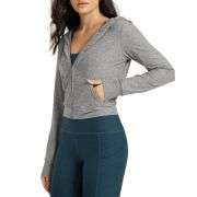 Women’s Full Zip Up Hooded Cropped Jacket with Pockets