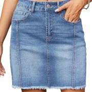 Women’s High Waisted Seam Stitched Denim Skirt