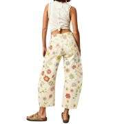 Women’s Mid Rise Printed Loose Barrel Leg Jeans