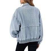 Women’s Zip Up Long Sleeve Loose Fit Denim Jacket