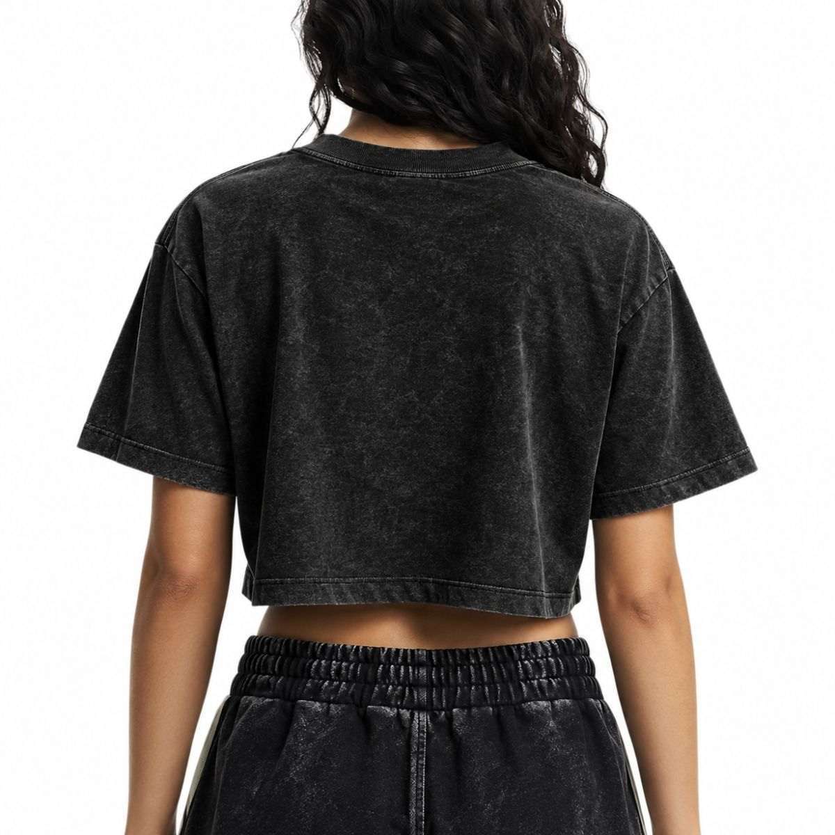 Women’s Loose Fit Acid Wash Cropped Short Sleeve T-Shirt