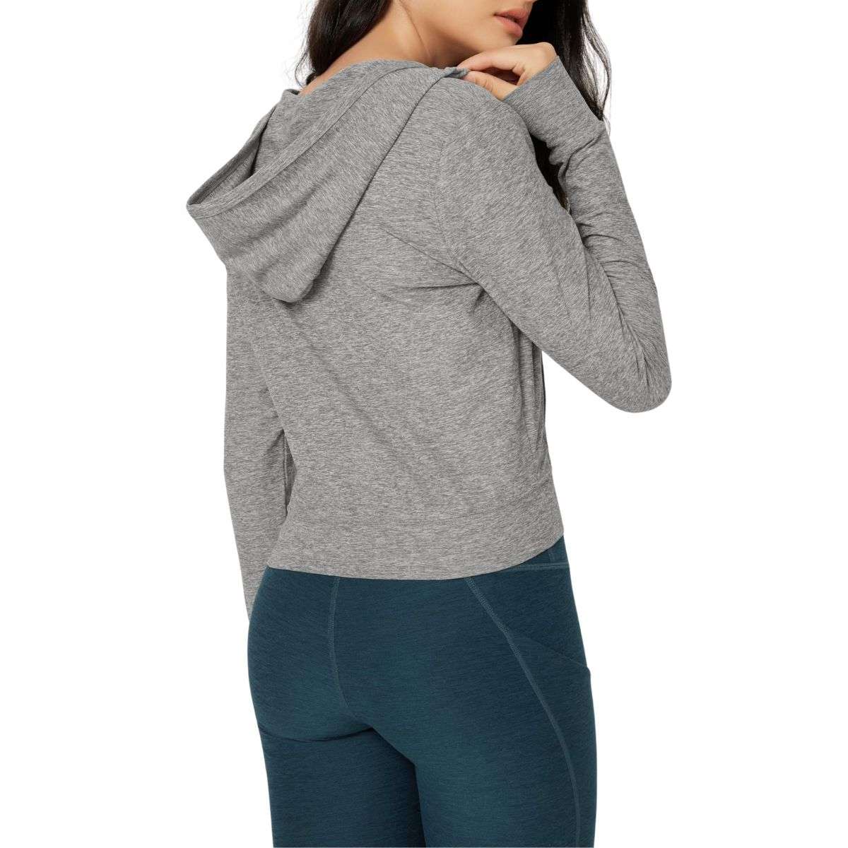 Women’s Full Zip Up Hooded Cropped Jacket with Pockets
