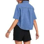 Women’s Short Sleeve Button Front Casual Denim Jacket