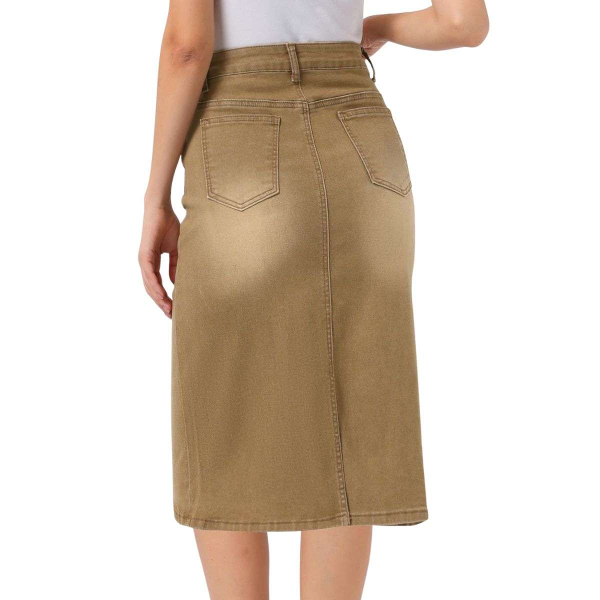 Women’s High Waisted Midi Denim Skirt