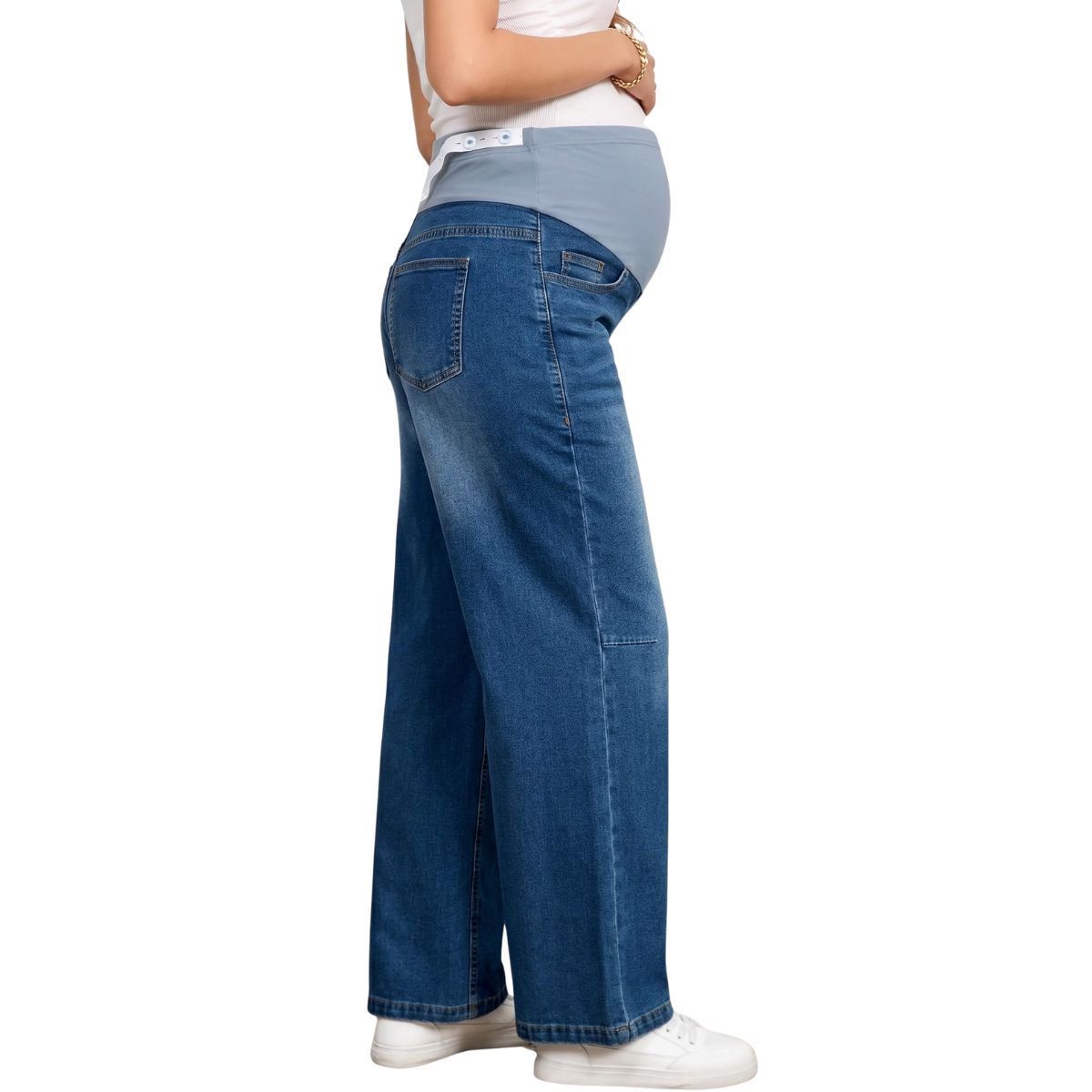 Maternity Stretchy Over The Belly Wide Leg Denim Pants