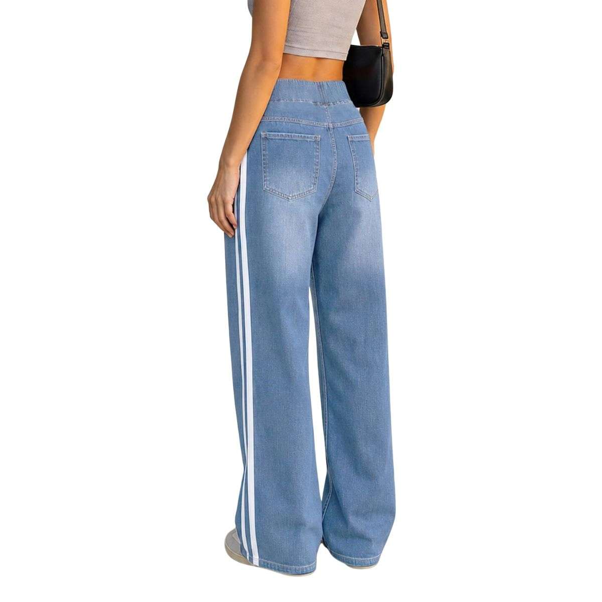 Women’s Side Stripe Stretch Wide Leg Jeans