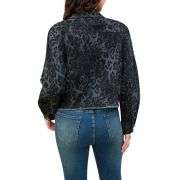 Women’s Cheetah Print Stretch Frayed Hem Denim Jacket