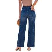 Women’s High Waist Pull On Stretchy Straight Leg Denim Long Pants