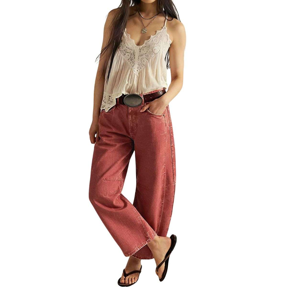 Women’s Casual Wide Leg Mid Rise Denim Jeans
