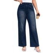 Plus Size Women’s High Waisted Straight Wide Leg Jeans
