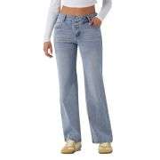 Women’s Asymmetrical Low Rise Straight Leg Jeans