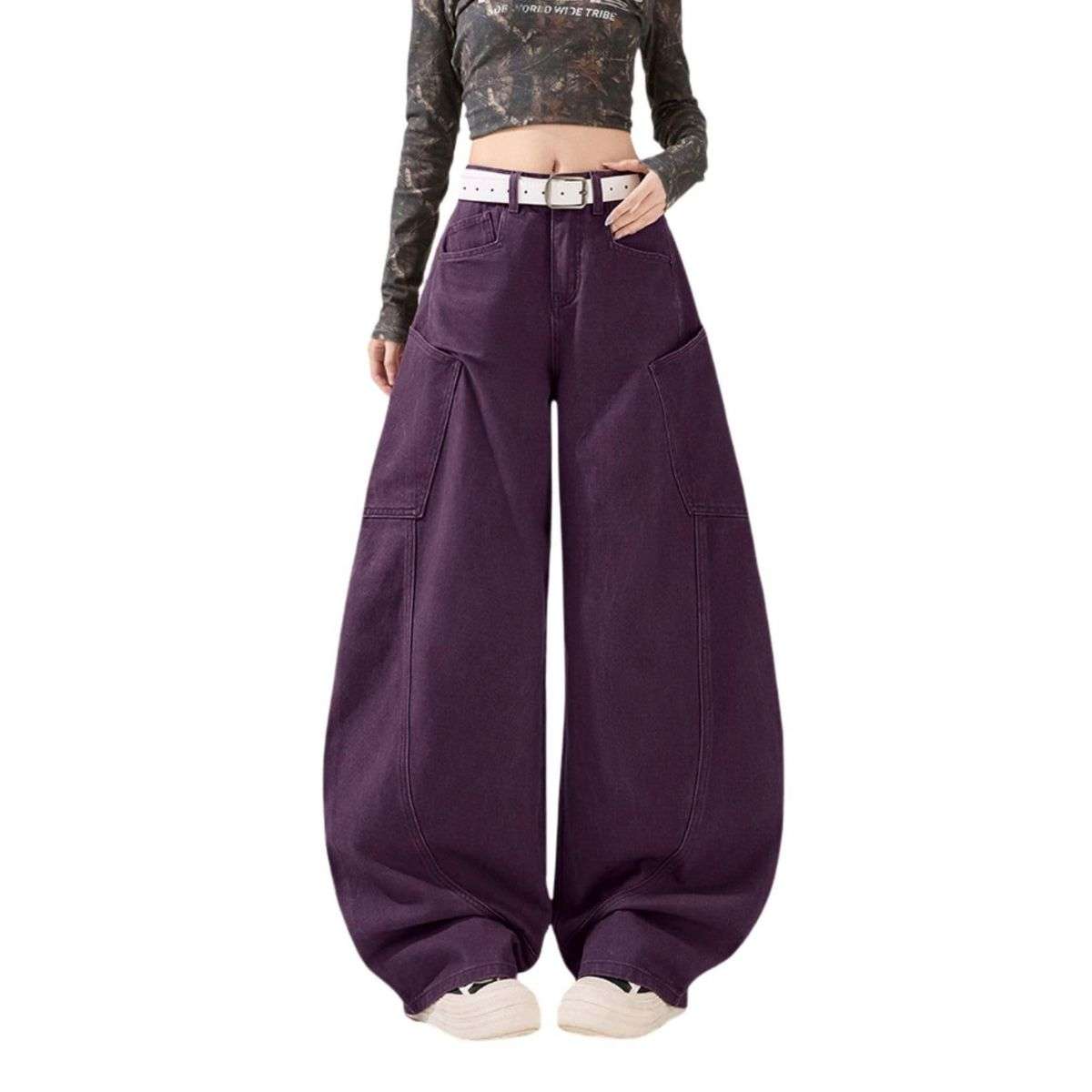 Women’s High Rise Barrel Leg Loose Fit Jeans