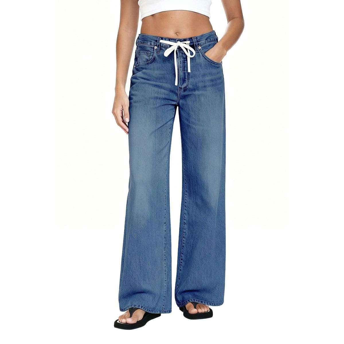 Women’s Trendy Drawstring Waist Loose Fit Jeans