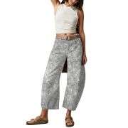Women’s Mid Rise Printed Loose Barrel Leg Jeans